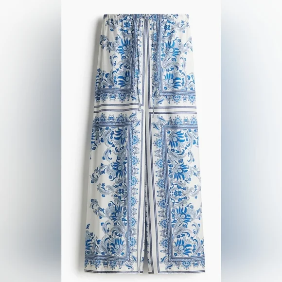 H&M Wide-Leg Loose Fit Drawstring Floral Pants - Picture 5 of 9